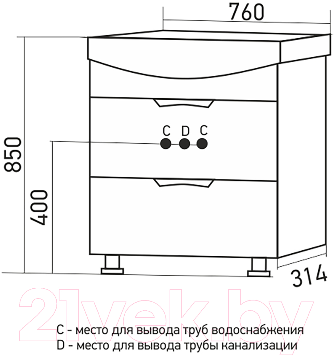 Тумба под умывальник Mixline Этьен 75 542409