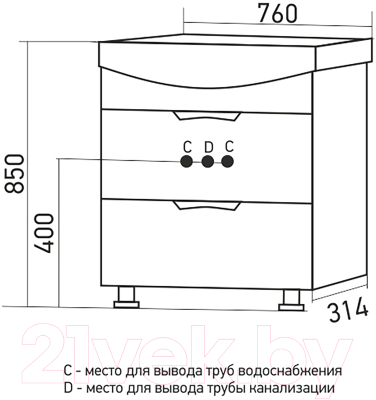 Тумба под умывальник Mixline Этьен 75 542409