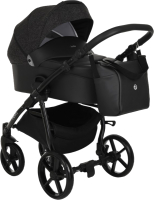 Детская универсальная коляска Tutis Novo 2 в 1 / 1142141 (кожа черный/черный светоотражающий принт) - 