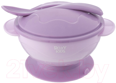Набор посуды для кормления Roxy-Kids Тарелка, крышка, ложка / RFD-003-V (лавандовый)