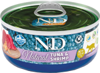 Влажный корм для кошек Farmina N&D Cat Natural Tuna & Shrimp (70г) - 