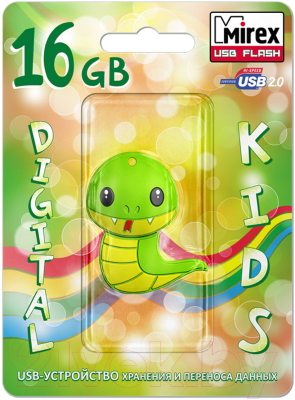 Usb flash накопитель Mirex Snake Green 16GB (13600-KIDSNG16)
