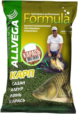 Прикормка рыболовная Allvega Formula Carassin Garlic / GBF09-CG (900г)