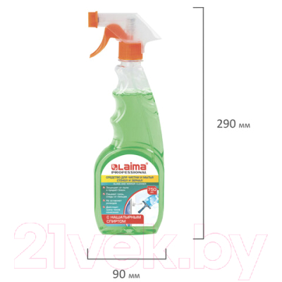 Изображение товара Средство для мытья стекол Laima Professional с нашатырным спиртом. Распылитель (750мл)