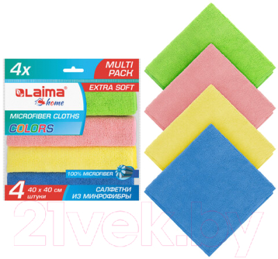 Набор салфеток хозяйственных Laima Multi Pack Pro Colour 40 / 607793 (4шт)