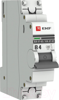 Выключатель автоматический EKF 1P 4А (В) 4.5kA ВА 47-63 / mcb4763-1-04B-pro