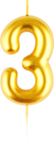 Свеча для торта Meshu Цифра 3 / MS_59938 (золото) - 