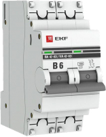 Выключатель автоматический EKF 2P 6А (В) 4.5kA ВА 47-63 / mcb4763-2-06B-pro - 