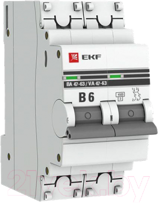 Выключатель автоматический EKF 2P 6А (В) 4.5kA ВА 47-63 / mcb4763-2-06B-pro