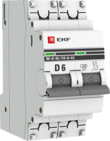 Выключатель автоматический EKF 2P 6А (D) 4.5kA ВА 47-63 / mcb4763-2-06D-pro - 