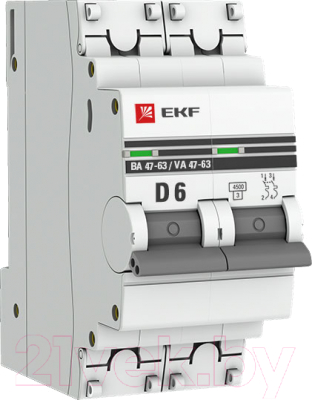 Выключатель автоматический EKF 2P 6А (D) 4.5kA ВА 47-63 / mcb4763-2-06D-pro