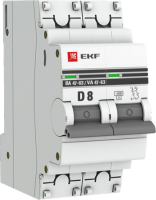 Выключатель автоматический EKF 2P 8А (D) 4,5kA ВА 47-63 / mcb4763-2-08D-pro - 