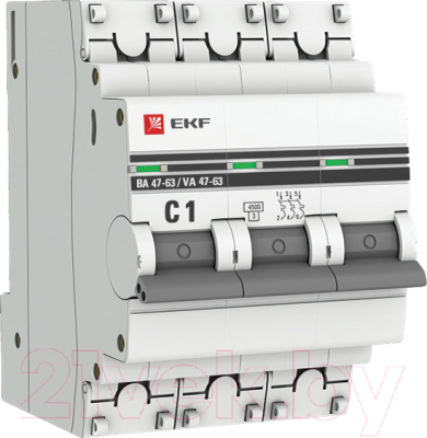Выключатель автоматический EKF 3P 1А (C) 4.5kA ВА 47-63 / mcb4763-3-01C-pro