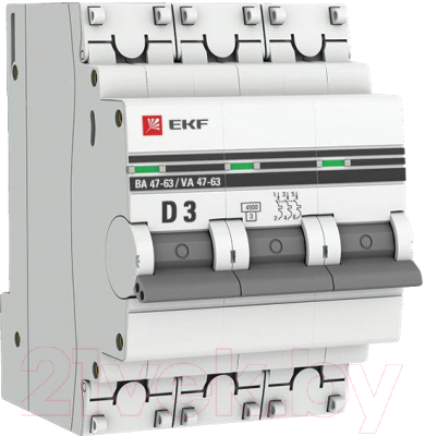 Выключатель автоматический EKF P 3А (D) 4.5kA ВА 47-63 / mcb4763-3-03D-pro