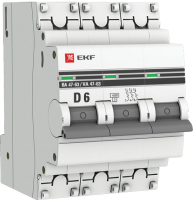 Выключатель автоматический EKF 3P 6А (D) 4.5kA ВА 47-63 / mcb4763-3-06D-pro - 