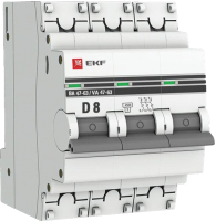 Выключатель автоматический EKF 3P 8А (D) 4.5kA ВА 47-63 / mcb4763-3-08D-pro - 
