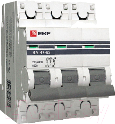Выключатель автоматический EKF 3P 13А (D) 4.5kA ВА 47-63 / mcb4763-3-13D-pro