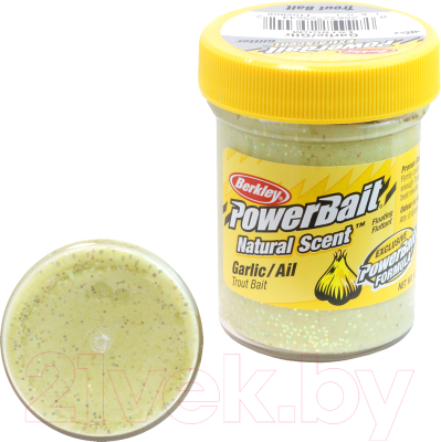 Прикормка рыболовная Berkley Fishing PowerBait Natural Scent Garlic Glitter / 1152858 (50г)