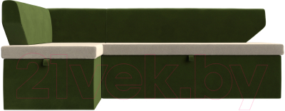 Уголок кухонный мягкий Лига Диванов Омура 338 левый (микровельвет бежевый/зеленый)