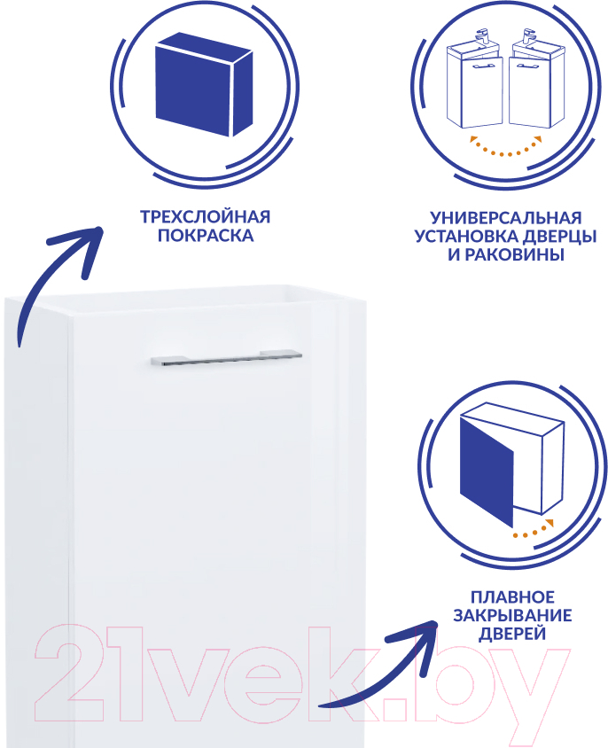 Тумба с умывальником Cersanit Lara + Como 40 / 64228 (со смесителем) — фото 6