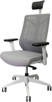 Кресло офисное Chair Meister Nature II 3D с подлокотниками (каркас белый/ткань серая) - 