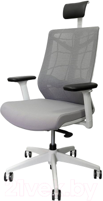 Кресло офисное Chair Meister Nature II 3D с подлокотниками (каркас белый/ткань серая)