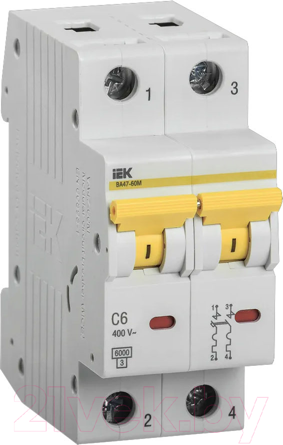 Выключатель автоматический IEK ВА 47-60M 2п 6А C 6кА / MVA31-2-006-C