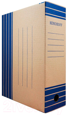 Коробка архивная Koroboff 200мм / оф200б (бурый/синий)