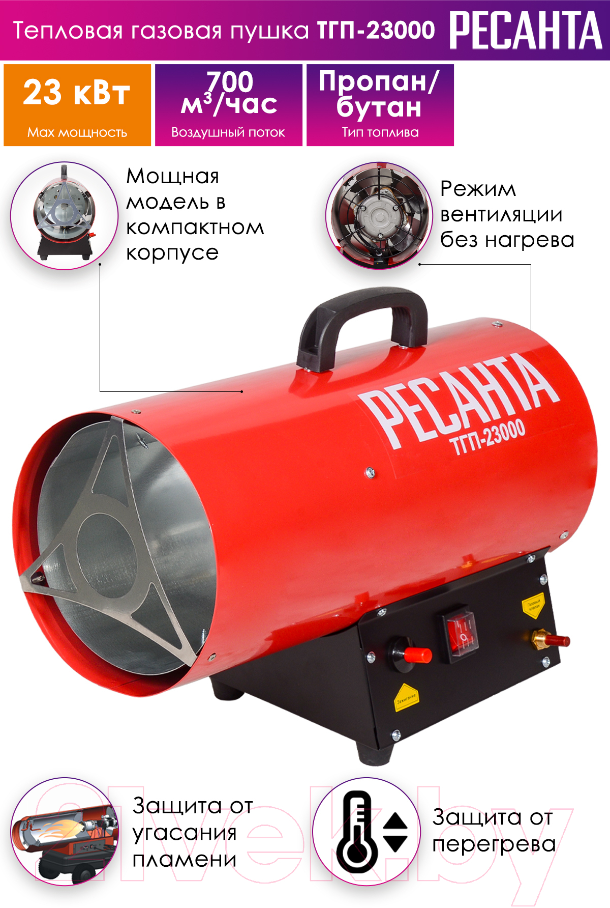 Тепловая пушка газовая Ресанта ТГП-23000