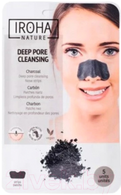 Маска для лица тканевая Iroha Nature Deep Pore Cleansing Charcoal Для носа (5шт)