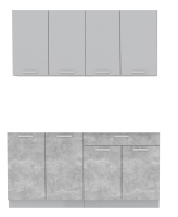 Кухонный гарнитур Интерлиния Мила Лайт 1.6 без столешницы (серебристый/бетон) - 
