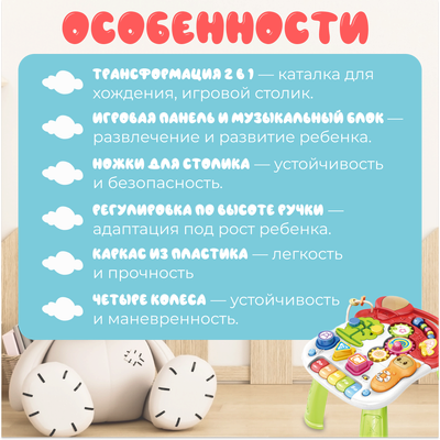 Ходунки-каталка Labalu Smart Baby 2 в 1 (голубой)