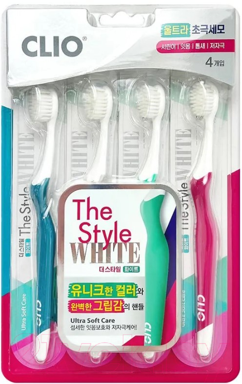 Набор зубных щеток Clio The Style White Ultra Soft Care Toothbrush (4шт)