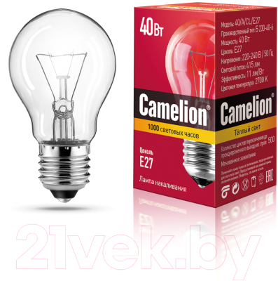 Лампа Camelion 40/A/CL/E27 / 7276