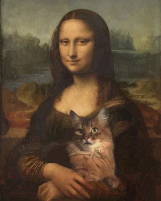 Картина по номерам Hobruk Мона Лиза с котом CM0194