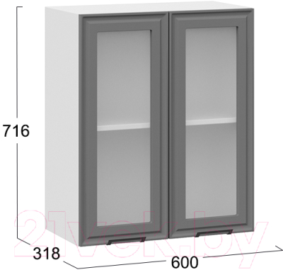 Шкаф навесной для кухни ТриЯ Белладжио 1В6С (белый/софт графит)