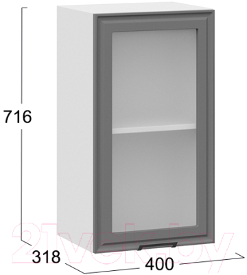 Шкаф навесной для кухни ТриЯ Белладжио 1В4С (белый/софт графит)