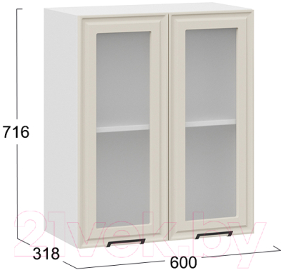 Шкаф навесной для кухни ТриЯ Белладжио 1В6С (белый/софт панакота)
