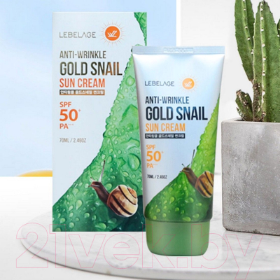 Крем солнцезащитный Lebelage Anti Wrinkle Gold Snail Sun Cream SPF50+ PA+++ (70мл)