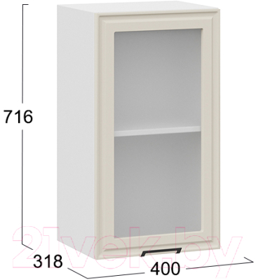 Шкаф навесной для кухни ТриЯ Белладжио 1В4С (белый/софт панакота)