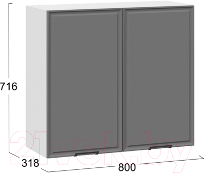 Шкаф навесной для кухни ТриЯ Белладжио 1В8 (белый/софт графит)