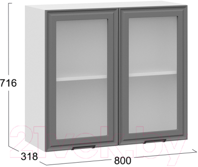 Шкаф навесной для кухни ТриЯ Белладжио 1В8С (белый/софт графит)