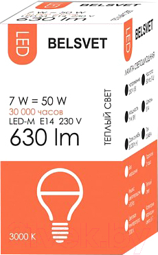 Изображение товара Лампа БЭЛЗ LED-M G45 7 W 3000 К Е14 К / 41686