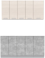 Кухонный гарнитур Интерлиния Мила Лайт 1.6-60 без столешницы (вудлайн кремовый/бетон) - 