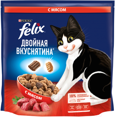 Сухой корм для кошек Felix Двойная вкуснятина с мясом (1.3кг)