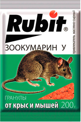 Средство для борьбы с вредителями Rubit Зоокумарин От крыс и мышей (200г, сыр)