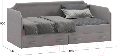 Кровать-тахта ТриЯ Кантри ТД-308.12.02 тип 1 90x200 (велюр светло-серый)