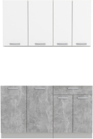 Кухонный гарнитур Интерлиния Мила Лайт 1.4 без столешницы (белый платинум/бетон) - 