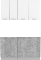 Кухонный гарнитур Интерлиния Мила Лайт 1.4-60 без столешницы (белый платинум/бетон) - 