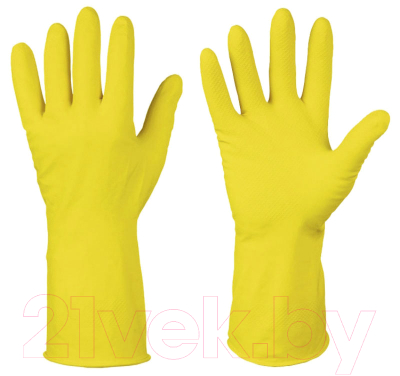 Перчатки хозяйственные Kronex Латексные с хлопковым напылением / PER-0007 (р. L, желтый)